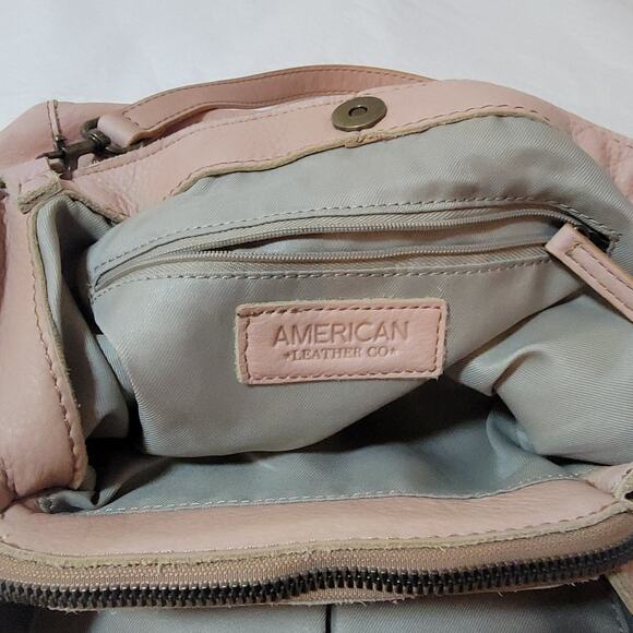 American Leather Co 100% Leather Shoulder Purse Handbag Hobo Austin Triple Entry - Picture 15 of 16